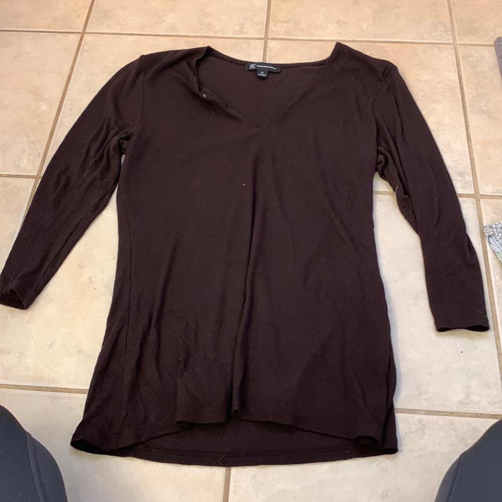 INC womans brown long half sleeve top